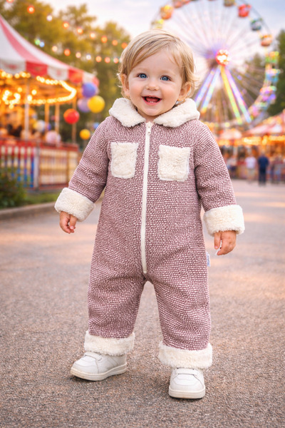 Chicsy Baby Kışlık tatlı Bebek Welsoft Astronot Tulum Fermuarlı Peluş Yaka ve...