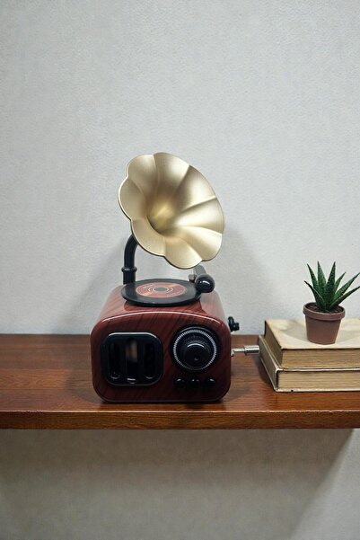 CaactuStore Dekoratif Gramofon Müzik Kutusu Çevirmeli Dekoratif Hediyelik