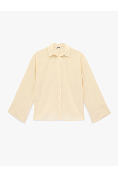 Koton Viscose Blended Classic Collar Long Wide Sleeve Oversized Shirt