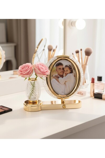 lstri إطار صور بإضاءة LED لعيد الحب وعيد الأم مع وعاء كريستالي - 25x28 سم