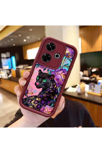 Hontinga حافظة هاتف من مادة السيليكون المقاومة للصدمات بنمط باردوس باللون الأ...