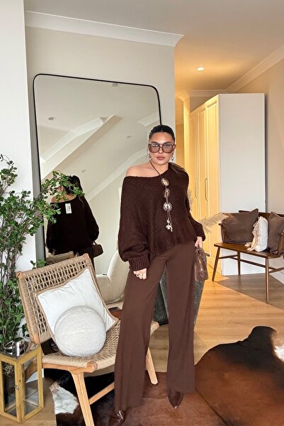 Sohotique By P Massi Stretch Fabric Palazzo Pants Coffee