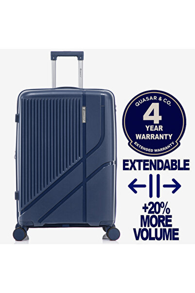Quasar & Co. Large expandable trolley 76x50x30-35cm, checked luggage, zipped ...