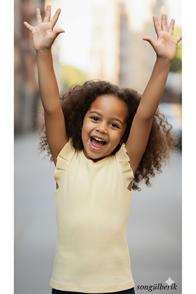 SONGÜLBERİK Girl's Ribbed Knit T-Shirt