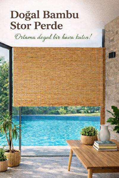 İthal Gerçek Bambu Katlamalı Stor Perde – Doğal Bambu