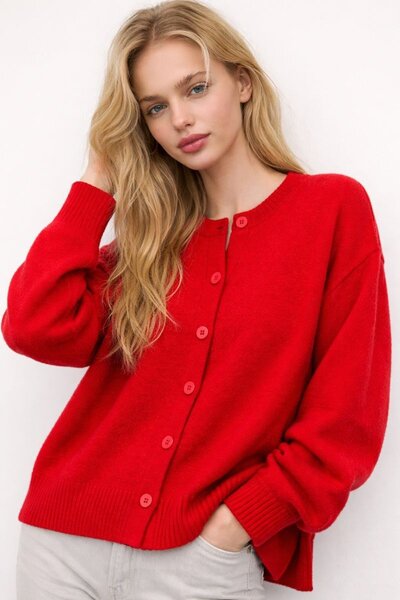 HAKKE Kadın Yumuşak Dokulu Düğmeli Triko HIRKA