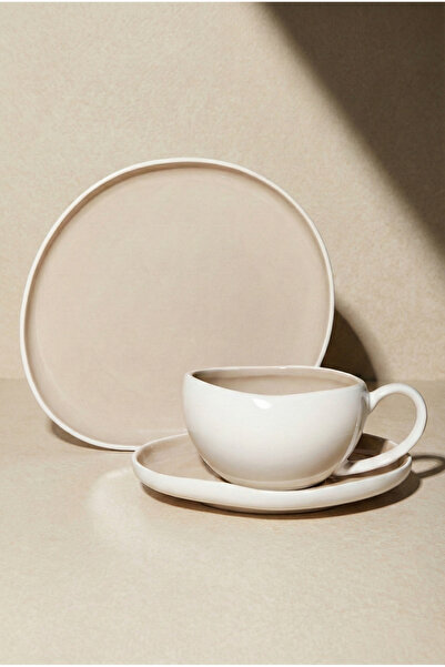 Perotti طقم تقديم الكيك والشاي من البورسلين البيج روما، 18 قطعة