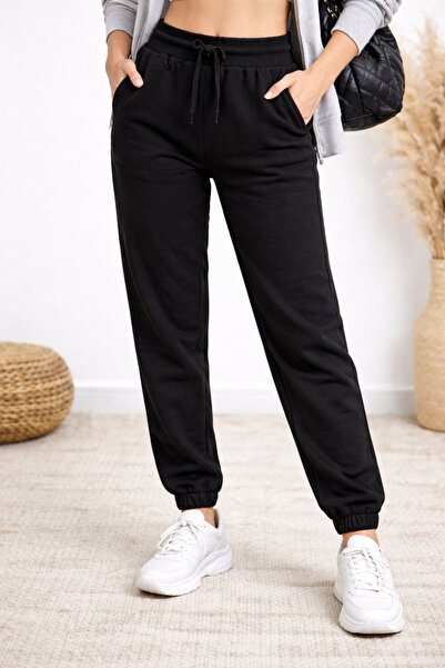 Polo State Women's 3-Thread Fleece Jogger Sweatpants Black