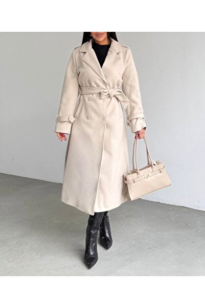 Kedi Fashion Astarı çizgili kaşe kaban