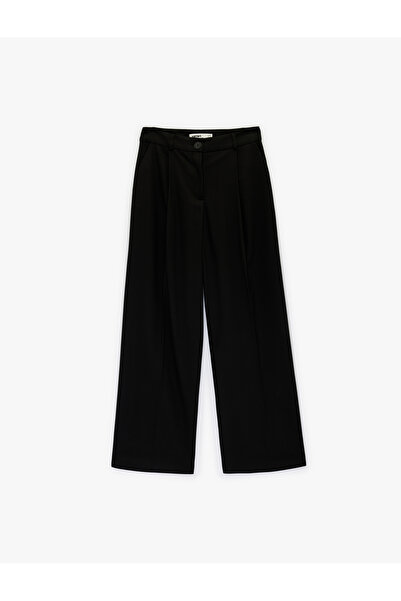 Koton Standard Waist Pocketed Straight Wide Leg Fabric Trousers