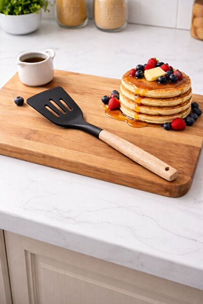 Porselen Diyarı Teflon Bamboo Handle Fireproof Non-Stick Spatula