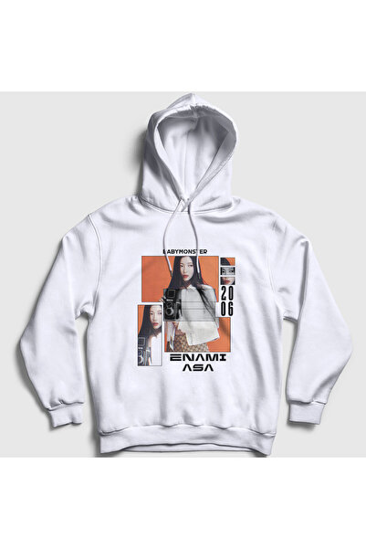 Presmono Unisex White Camera Enami Asa Babymonster Hooded Sweatshirt 591157Tt
