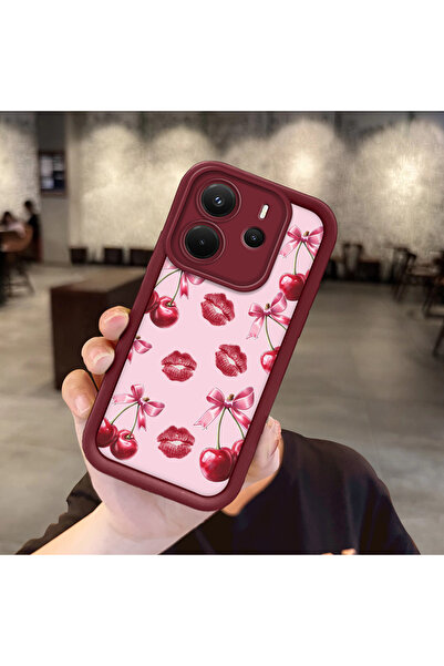 Hontinga حافظة هاتف من السيليكون مقاومة للصدمات بلون أحمر كرزي متوافقة مع ريد...