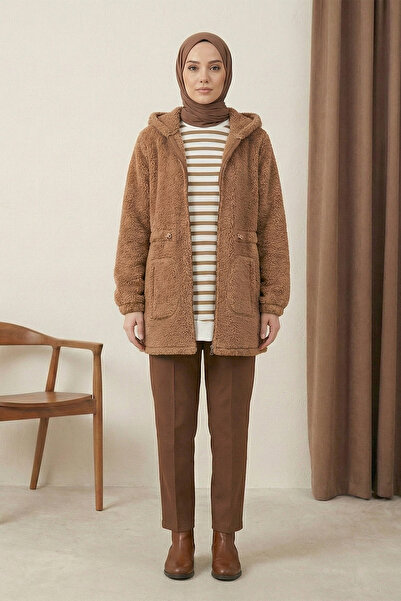 MODAQU Zippered Plush with Elastic Waist - Tan