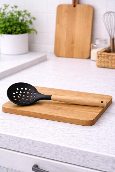 Porselen Diyarı Teflon Bamboo Handle Fireproof Non-Stick Colander