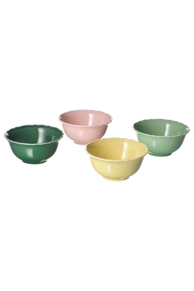 IKEA UPPLAGA Bowl, Light Green Pink/Green Yellow, 13 cm