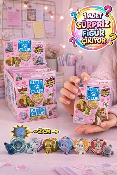 TOYFEST Kitty Club Gold Edition Sürpriz Kedi Figürü Metal Kalpli Kutu Koleksi...