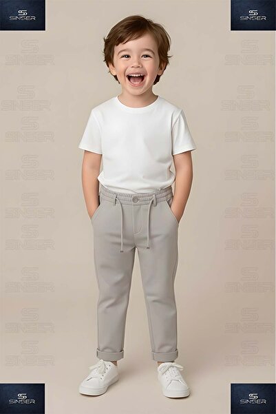 SS SİNSER Pantaloni pentru băieți, cu talie elastică, din lycra, cu tiv pliat...