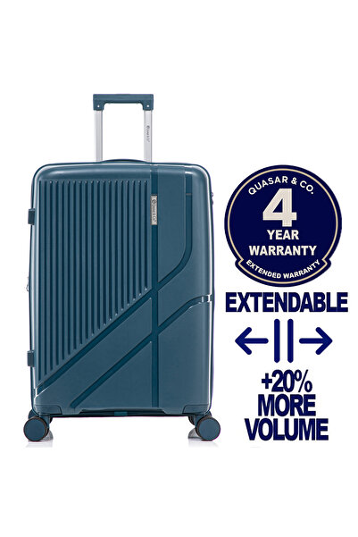 Quasar & Co. Large expandable trolley 76x50x30-35cm, checked luggage, zipped ...