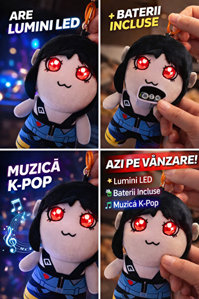 K-POP Plush Demon Hunters Keychain with LED, Music and Batteries Included – 1...