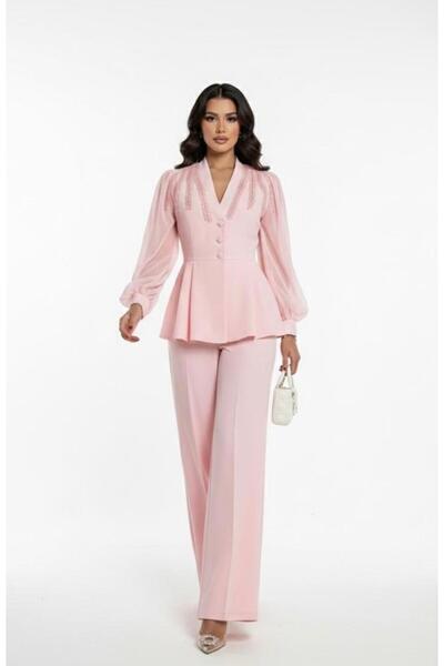 Cara Chiffon Sleeve Special Occasion Bottom-Top Set Beaded Embroidered Premiu...