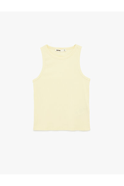 Koton Slim Fit Cotton Halter Neck Corded Fabric Tank Top