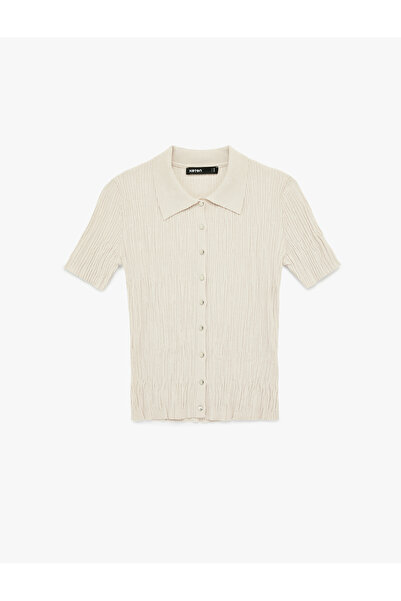 Koton Slim Fit Polo Neck Short Sleeve Buttoned Sweater