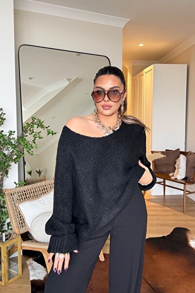 Sohotique By P Kayık Yaka Soft Sweater Black