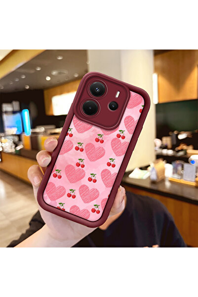 Hontinga حافظة هاتف من السيليكون مقاومة للصدمات بلون الكرز الأحمر متوافقة مع ...