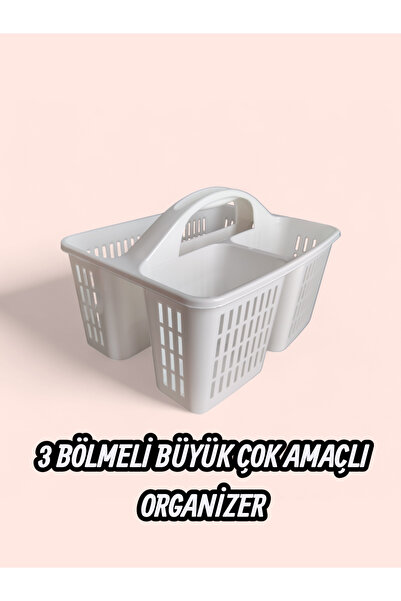 wete home Kulplu Çok Amaçlı Plastik Organizer 3 Bölmeli Büyük Boy BPA İçermez...