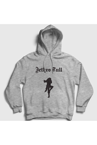 Presmono Unisex Gray Logo Jethro Tull Hooded Sweatshirt 593020Tt
