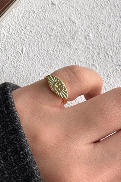 Leo'Stone Gold Plate Sky Face Engraved Adjustable Pinky Ring