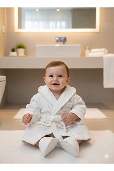 Leylekbebe ERKEK 1/3 YAŞ 5 PARÇA 0 PAMUK - BORNOZ SETİ - EKRU