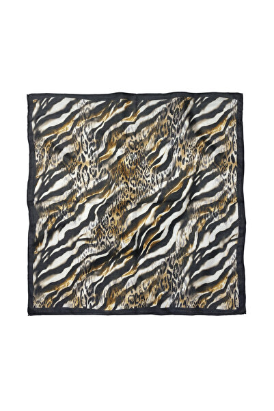 Sultan İpek Cotton Polyester Zebra Leopard Patterned Scarf / Bandana 60X60Cm