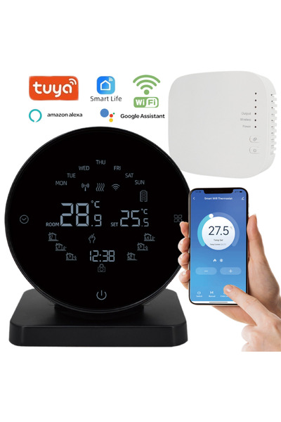 MOGODA Termostat inteligent wireless rotund, programabil WiFi din aplicația d...