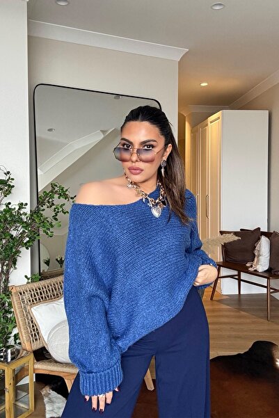 Sohotique By P Kayık Yaka Soft Sweater Blue