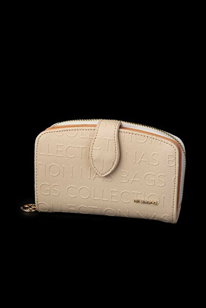 Nas Bag Women's Multi-Card Compartment Wallet - Cream Camel Embossed