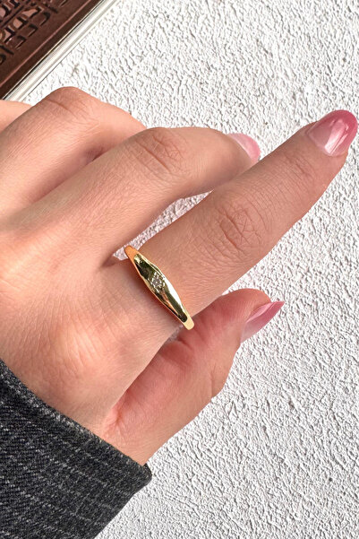 Leo'Stone Gold Zircon Stone Star Embellished Design Thin Adjustable Pinky Ring