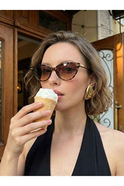 funeyes نظارات شمسية من Catte بتدرجات زجاجية بنمط الفهد على شكل عين القطة مع ...