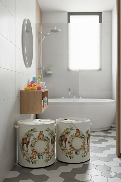 homyjr's 2-Piece Zoo Printed Toy Storage Box Dirty Laundry Basket Folding Org...