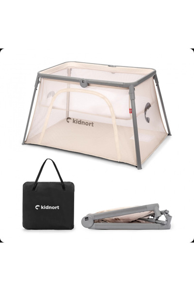 Kidnort 2 in 1 travel cot for children Bleke Beige, foldable and portable, si...