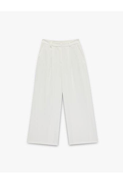 Koton Crepe Fabric Pocketed High Waist Wide Leg Palazzo Pants