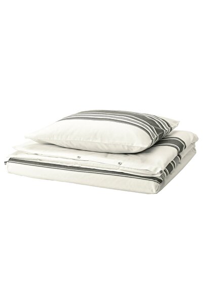 IKEA JÄTTEFRÄKEN Pillowcase + Pillow Cover, White/Dark Grey, 150 x 200/50 x 6...