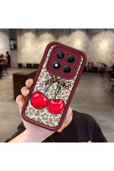 Hontinga حافظة هاتف من مادة السيليكون بنمط باردوس باللون الأحمر الداكن متوافق...