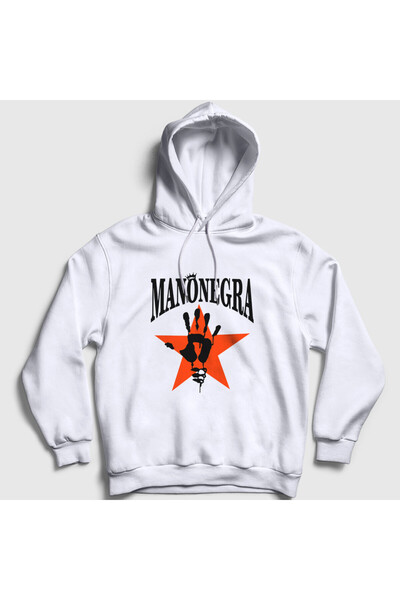 Presmono Unisex White Logo Mano Negra Hooded Sweatshirt 593602Tt