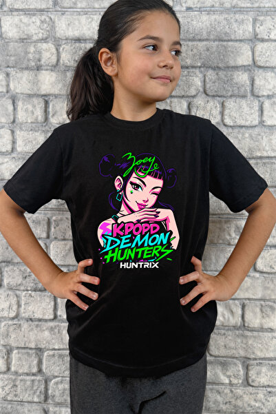 barsdepo HUNTRIX KPOP DEMON HUNTERS ZOEY Baskılı Unisex Tişört Çocuk / Yetişk...