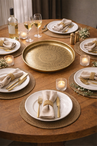 Brandsmiths Vintage Desenli Altın Tonlu Tepsi