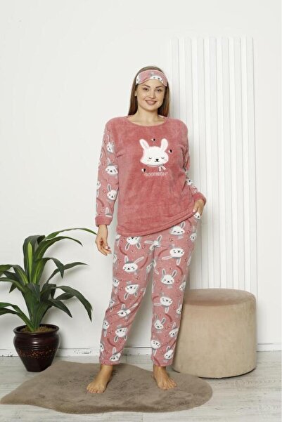 Akasya Жіночий товстий флісовий піжамний комплект з кишенями, великий розмір ...