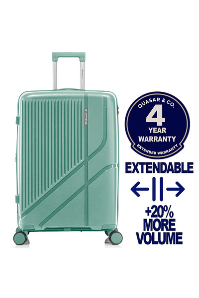 Quasar & Co. Large expandable trolley 76x50x30-35cm, checked luggage, zipped ...