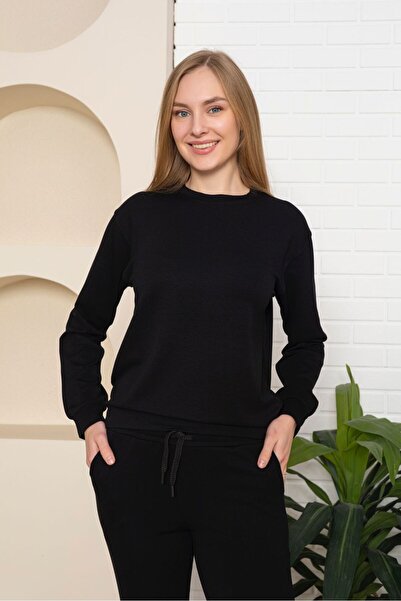 BAYLIN FASHION طقم مودال مطاطي أسود برقبة دائرية